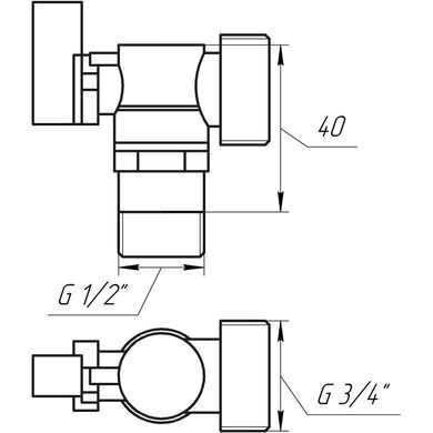 Кран кульовий кутовий для пральної машини SOLOMON 1/2"х3/4" A7172