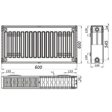 Радиатор стальной панельный KALITE 22 сторона 600x600, 600 мм