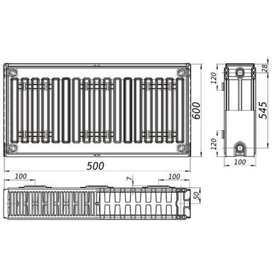 Радиатор стальной панельныйи FORNELLO 22 сторона 600x500, 500 мм