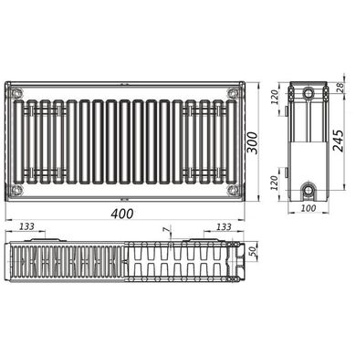 Радиатор стальной панельный KALITE 22 сторона 300x400, 400 мм