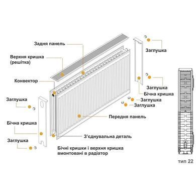 Радиатор стальной панельный KALDE 22 низ/справа 600х1200 (без OUTER), 1200 мм