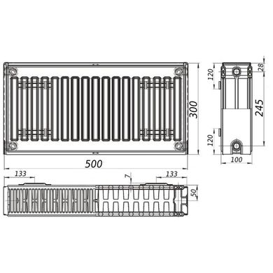 Радиатор стальной панельный KALITE 22 сторона 300x500, 500 мм